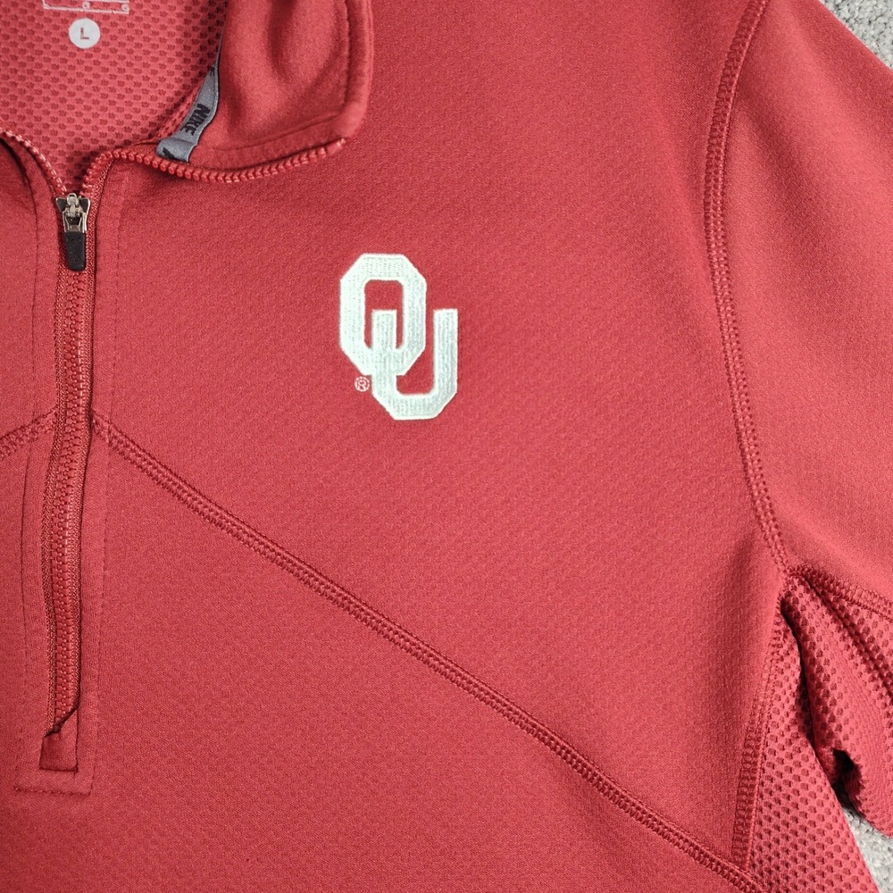 Nike Oklahoma Sooners  Pullover Half Zip Athletic Fit L Football Dri-FIT - Picture 2 of 15